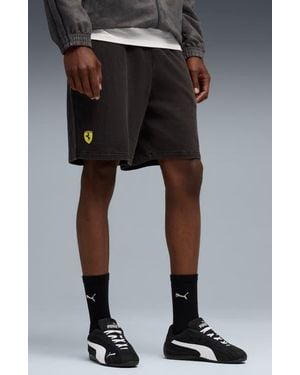 PUMA Scuderia Ferrari Sportswear Logo Cotton Sweat Shorts - Black