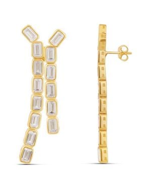 SHYMI Emerald Cut Bezel Set Drop Earrings - White