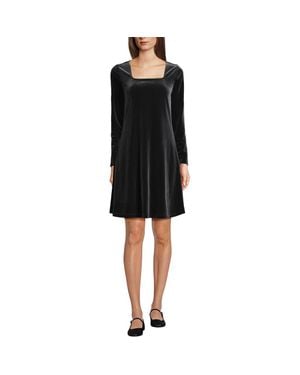 Lands' End Knit Velvet Square Neck Dress - Black