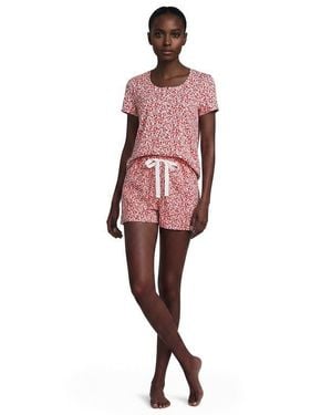 Lands' End Knit 2 Piece Pajama Set - Red