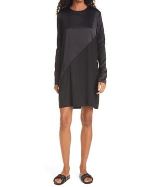 ATM Long Sleeve Stretch Silk Minidress - Black