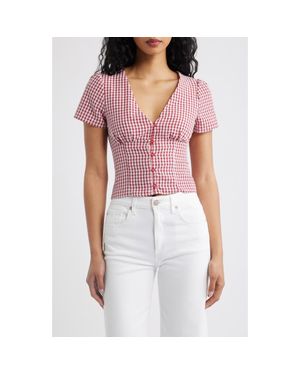 Princess Polly Isolda Gingham Button-Up Top - Purple