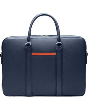 Maverick & Co Manhattan Deluxe Leather Briefcase - Blue
