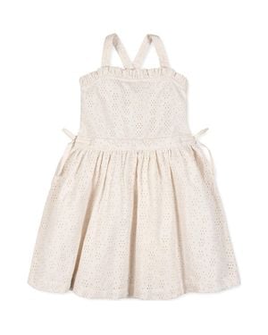Hope & Henry Kids' Organic Ruffle Edge Eyelet Apron Dress - Natural