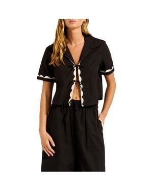 Seafolly Front Tie Crop Cover-Up Top - Black