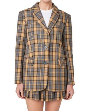English Factory Plaid Blazer - Brown