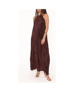 Petal & Pup Melody Plissé Metallic Dot Cocktail Dress - Red