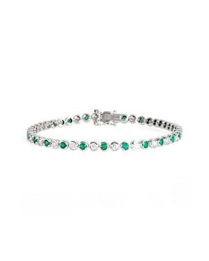 VALANI ATELIER Emerald & Diamond Tennis Bracelet - Multicolor