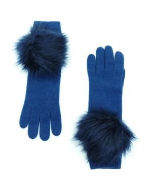 Portolano Cashmere Gloves With Pom - Blue