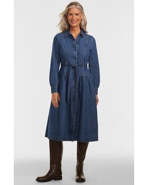 Lands' End Soft Denim Midi Shirt Dress - Blue
