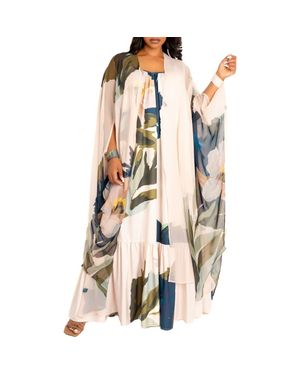 Buxom Couture Floral Robe With Wristband - Natural