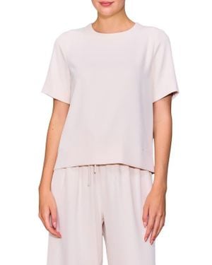 MELLODAY Boxy Stretch Crepe T-Shirt - White