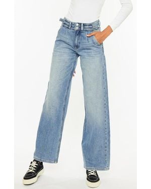 Kancan Promise High Rise Wide Leg Jeans - Blue