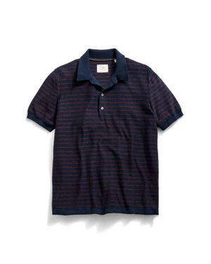 Billy Reid Texture Stripe Polo Sweater - Blue