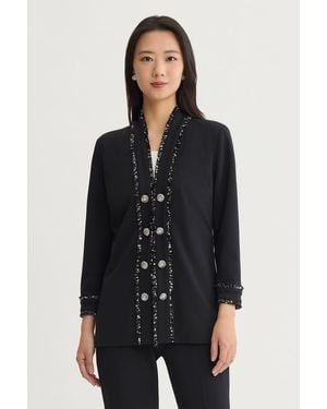 Ming Wang Stretch Deco Crepe Eyelash Jacket - Black