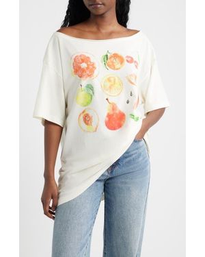 GOLDEN HOUR Fruit Watercolor Graphic T-Shirt - Blue