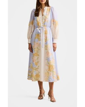 EVER NEW Peyton Belted Long Sleeve Button Front Maxi Dress in White | Lyst