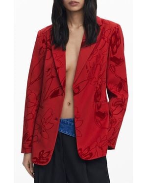 Desigual Tonal Floral Blazer - Red