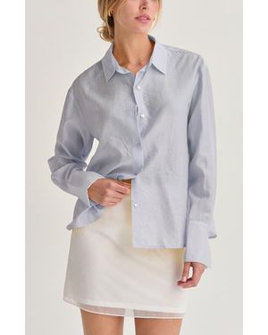 Crescent Crinkled Tencel Button Up Shirt - Gray