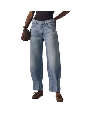 Le Jean Delphine Pleated Tapered Leg Jeans - Blue