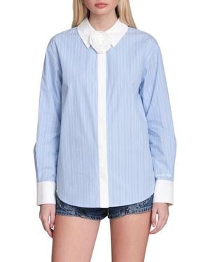 Avec Les Filles Rose Stripe Shirt - Blue