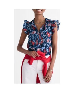 Vineyard Vines Adare Ruffle Sleeve Top - Blue