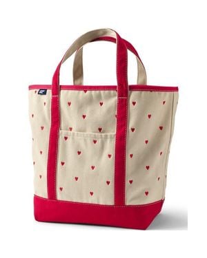 Lands' End Canvas Open Top Tote Bag Regular & Long Handle Carry All - Blue