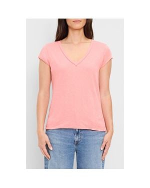 Michael Stars Baxter Raw Edge Supima Cotton T-Shirt - Red