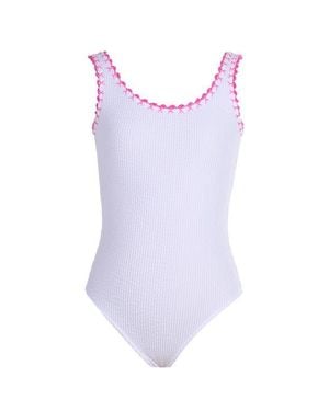 NESSI BYRD Textured Embroidery One-Piece Swimsuit - Purple