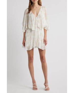 LoveShackFancy Avaline Floral Ruffle Minidress - Natural