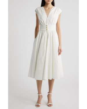 Kobi Halperin Rose Cotton Blend Midi Dress - White