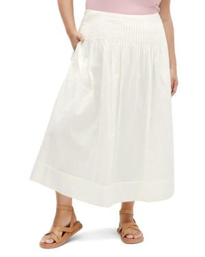 City Chic Haven Pleated Midi A-Line Skirt - White