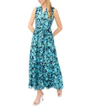 Cece Floral Sleeveless Maxi Shirtdress - Blue