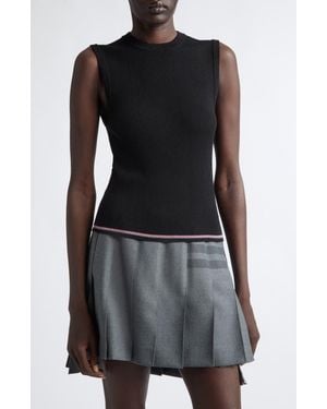 Thom Browne Merino Wool Rib Sweater Vest - Black