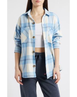 Rip Curl La Isla Plaid Flannel Button-Up Shirt - Blue