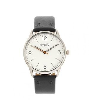 Simplify The 6300 Leather-Band Watch - Metallic