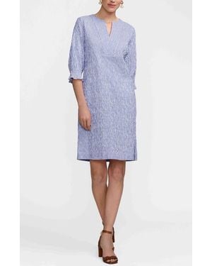 Foxcroft Alicia Crinkle Jacquard Dress - Blue