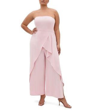 City Chic Attract Strapless Jumpsuit - Pink