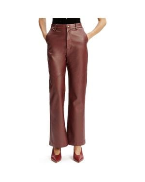 Bardot Karsoon Faux Leather Straight Leg Pants - Red
