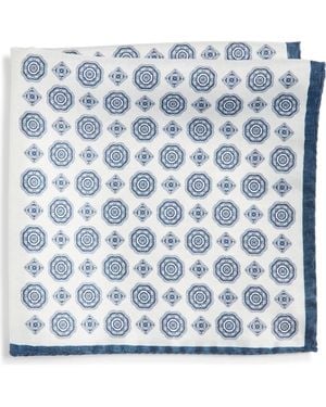 Nordstrom Medallion Reversible Silk Pocket Square - Blue