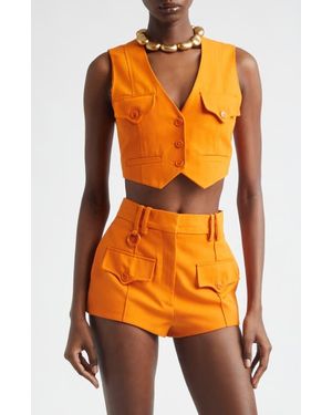 Zimmermann Kindred Spirit Alchemy Wool Blend Crop Waistcoat - Orange