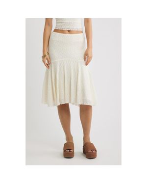 BP. Lace Handkerchief Midi Skirt - Natural
