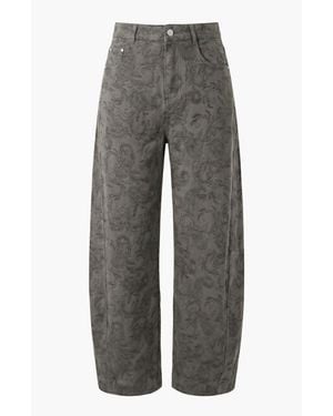 Modenaire Textured Wide Leg Pants - Gray