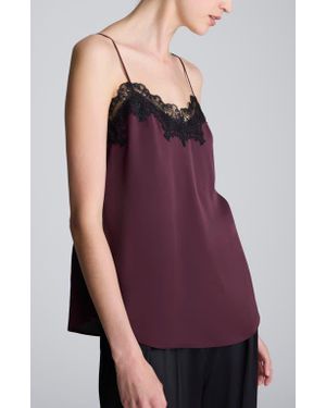 Kenneth Cole Lace Trim Matte Satin Camisole - Purple