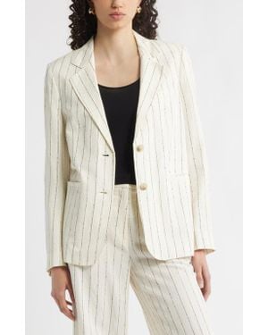 Nordstrom The Liv Boyfriend Pinstripe Blazer - Natural