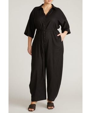 UNIVERSAL STANDARD Maggie Linen Blend Jumpsuit - Black