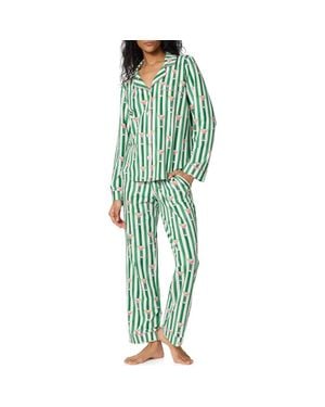 Bedhead Print Stretch Organic Cotton Pajamas - Green