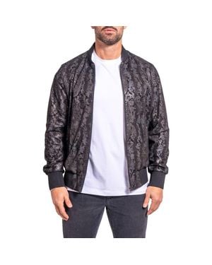 Maceoo Ascension0010 Foil Print Leather Jacket - Black