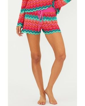 Beach Riot Balboa Knit Scallop Cover-Up Shorts - Blue