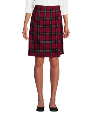 Lands' End School Uniform Plaid A Line Tab Skort Top Of Knee - Red